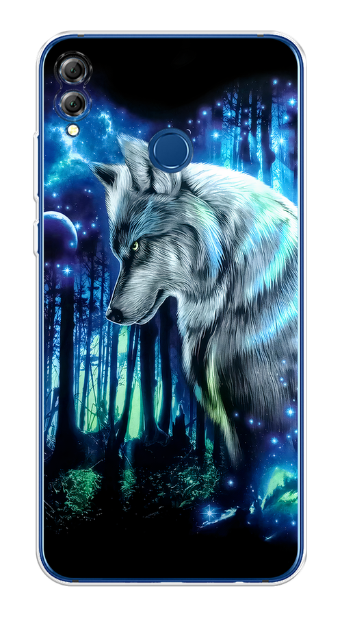 

Чехол на Honor 8X "Сказочный волк", Синий;серебристый;черный, 66750-1