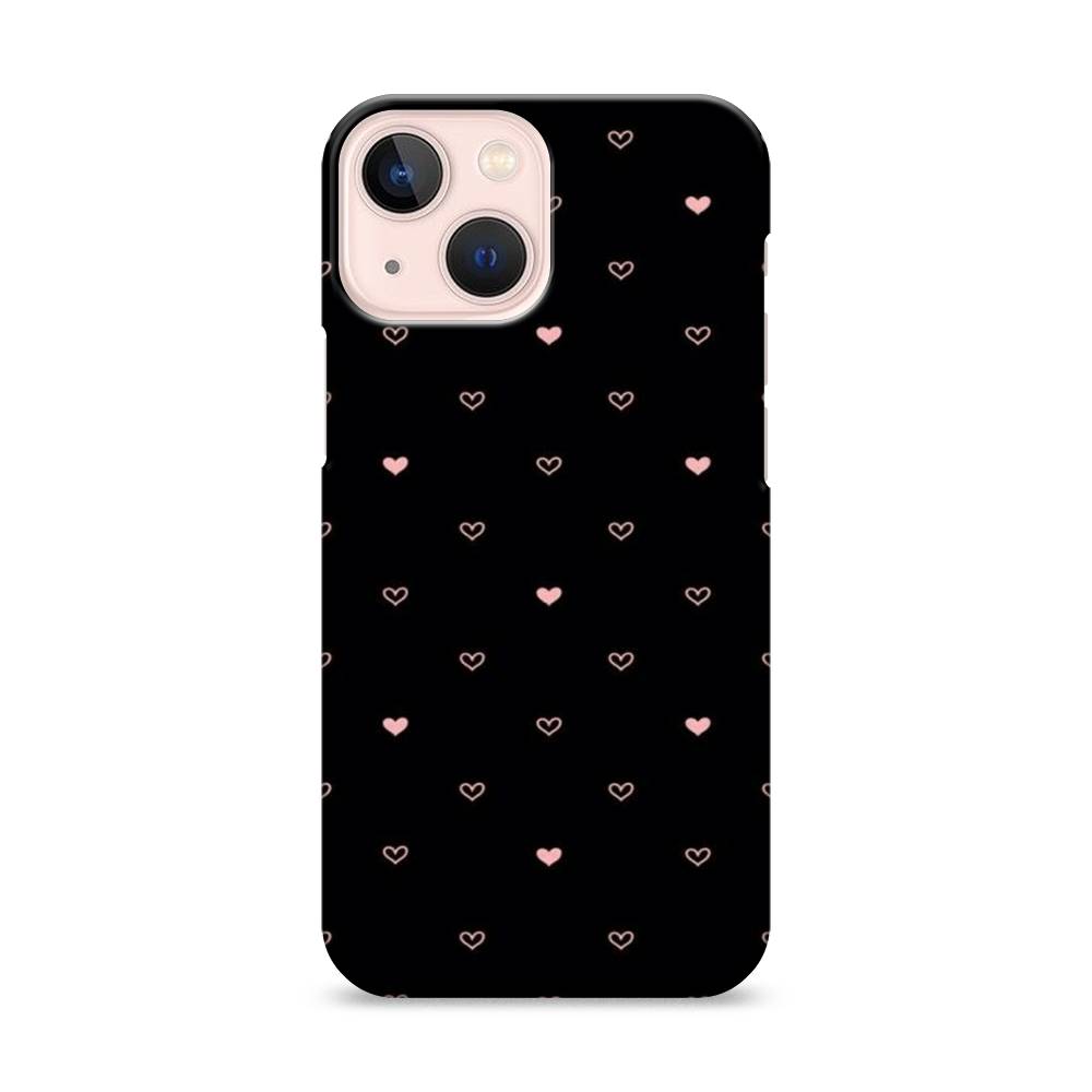 

Пластиковый чехол "Черный фон и сердечки" на Apple iPhone 13 mini, 14120-2