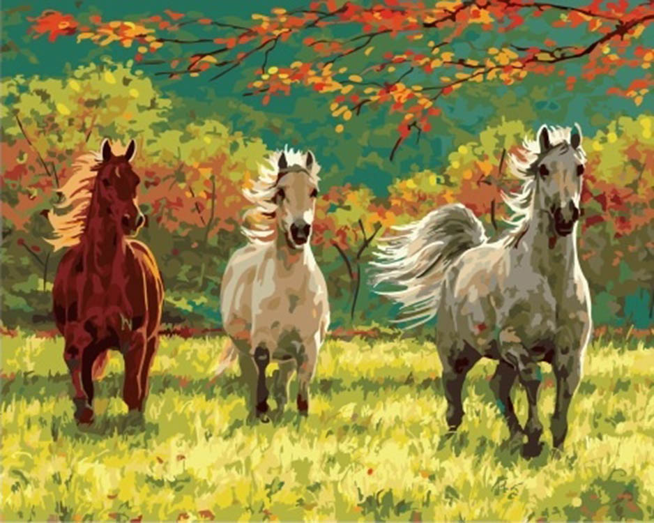 

Картина по номерам Paintboy (Premium) Осенние скачки