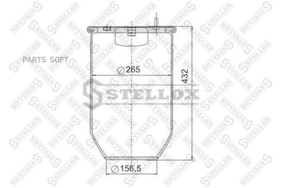 

STELLOX 9008100SX 90-08100-SX_пневмопод. без стак. h432 4шп.M12. 1отв.штуц.M22. Н: 1отв.