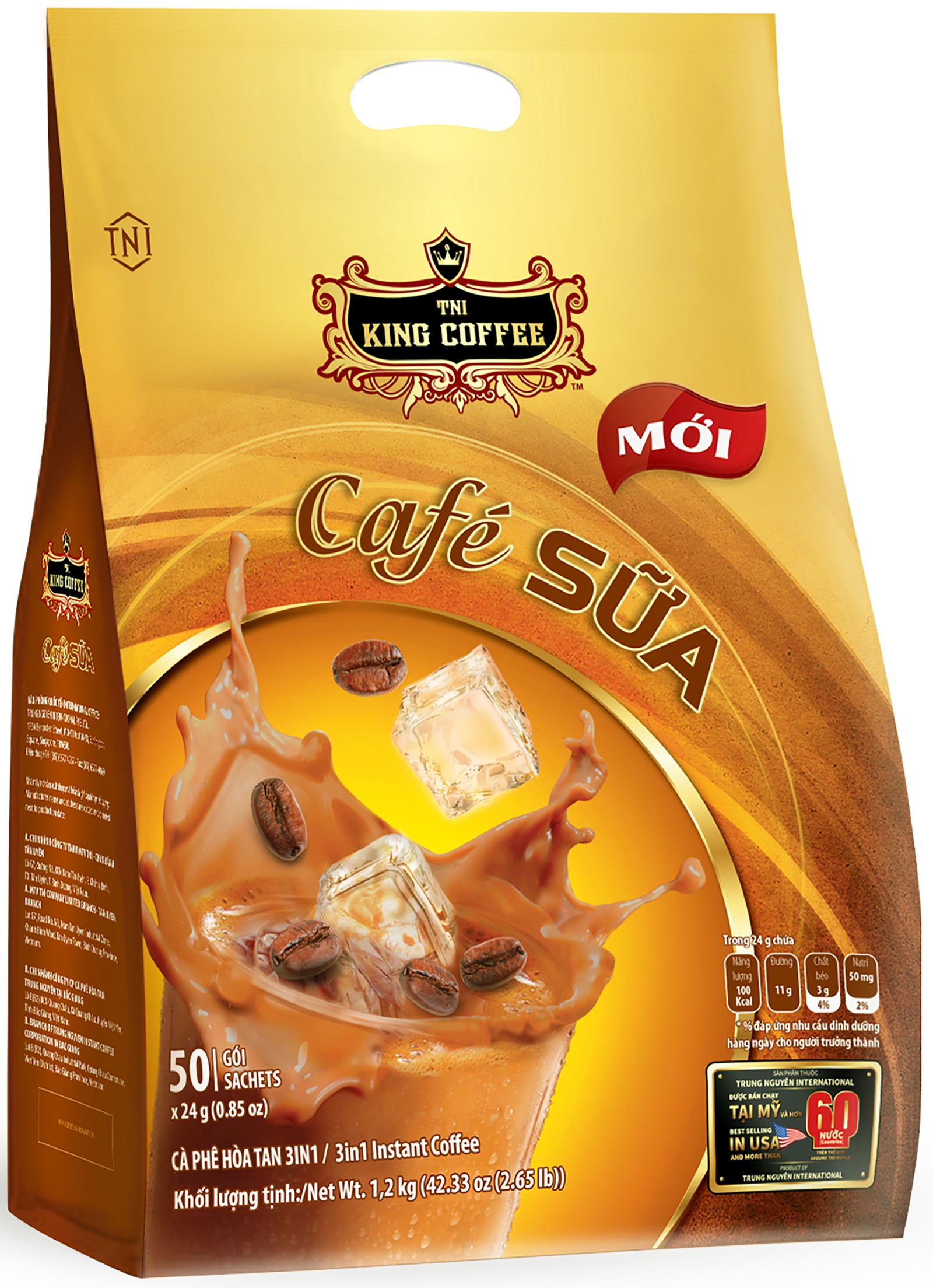

Кофе растворимый 3 в 1 "Сafe Sua 3in1 Instant, TNI King Coffee, 50 саше по 24 гр, Кофе