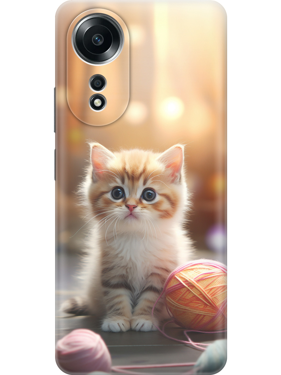 

Силиконовый чехол на Oppo A58 4G с принтом "Котик и нитки", Прозрачный;белый;желтый;розовый, 782630011