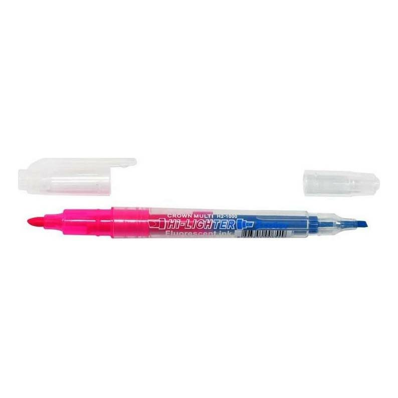 

Текстовыделитель Crown Multi Hi-Lighter Twin двусторонний розовый-голубой
