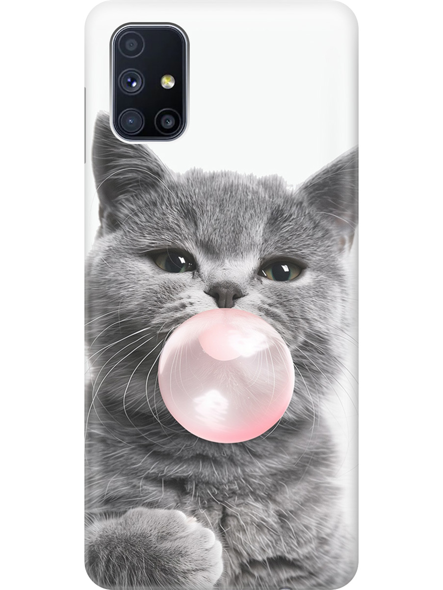 

Силиконовый чехол на Samsung Galaxy M51 с принтом "Котик и жвачка", Прозрачный;белый;розовый;серый, 723412511