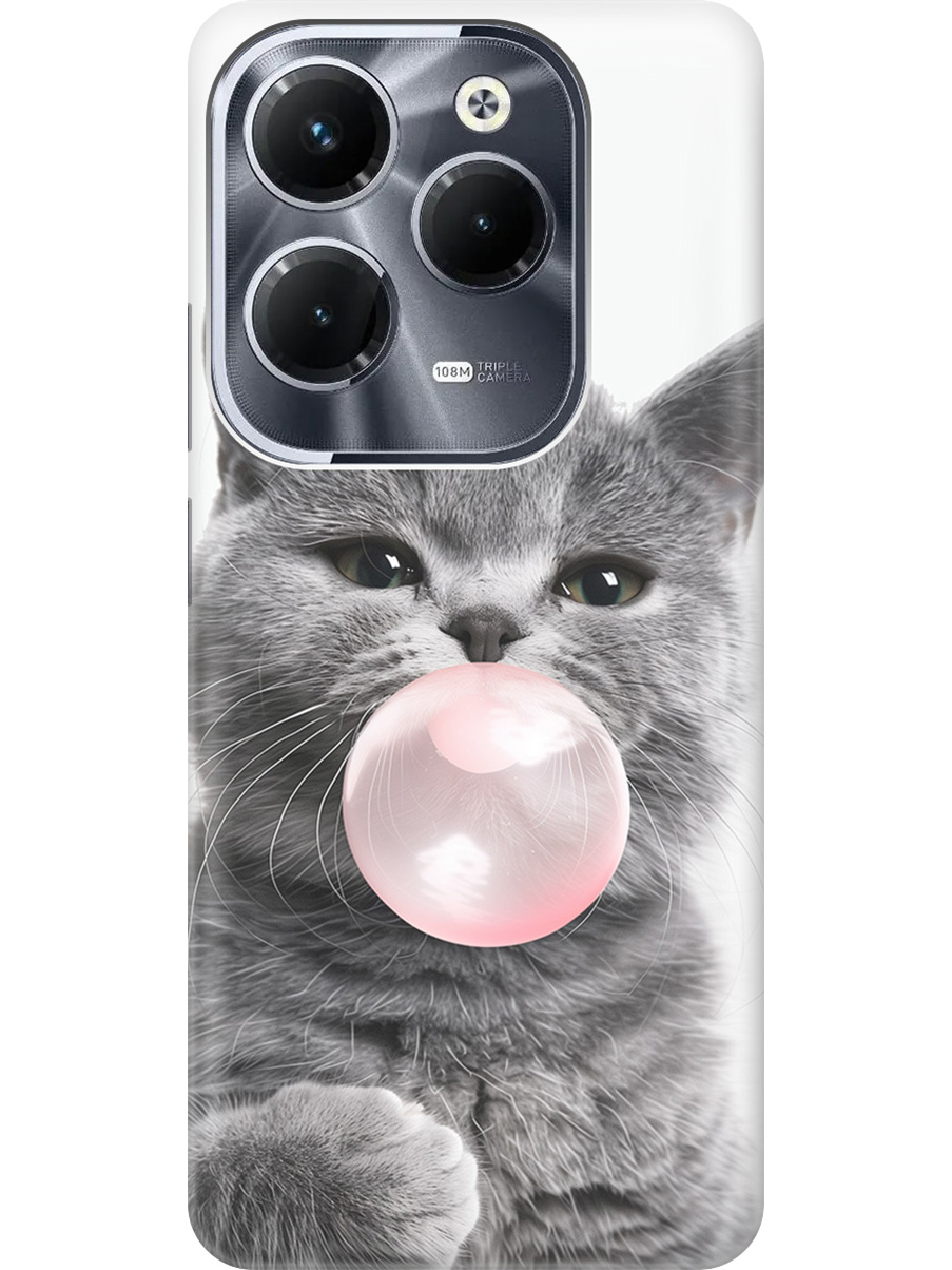 

Силиконовый чехол на Infinix Hot 40 / Hot 40 Pro с принтом "Котик и жвачка", Прозрачный;белый;розовый;серый, 778679211