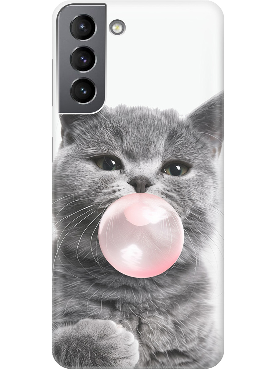 

Силиконовый чехол на Samsung Galaxy S21 с принтом "Котик и жвачка", Прозрачный;белый;розовый;серый, 724125011