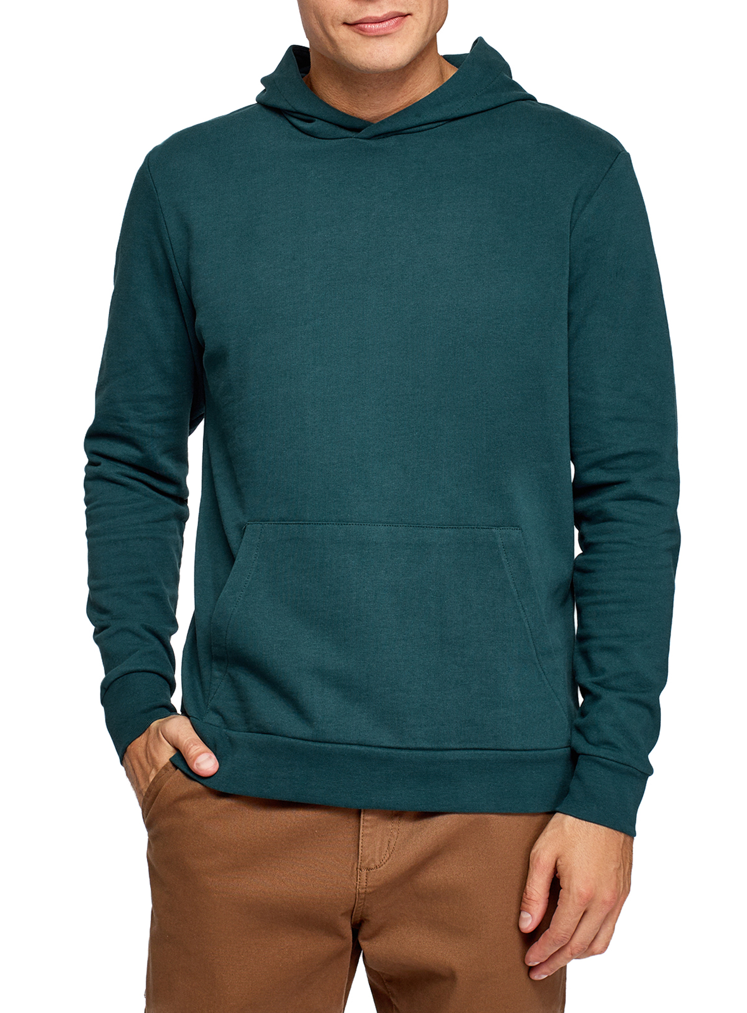 

Худи мужское oodji 5B111010M-1 зеленое S, 5B111010M-1