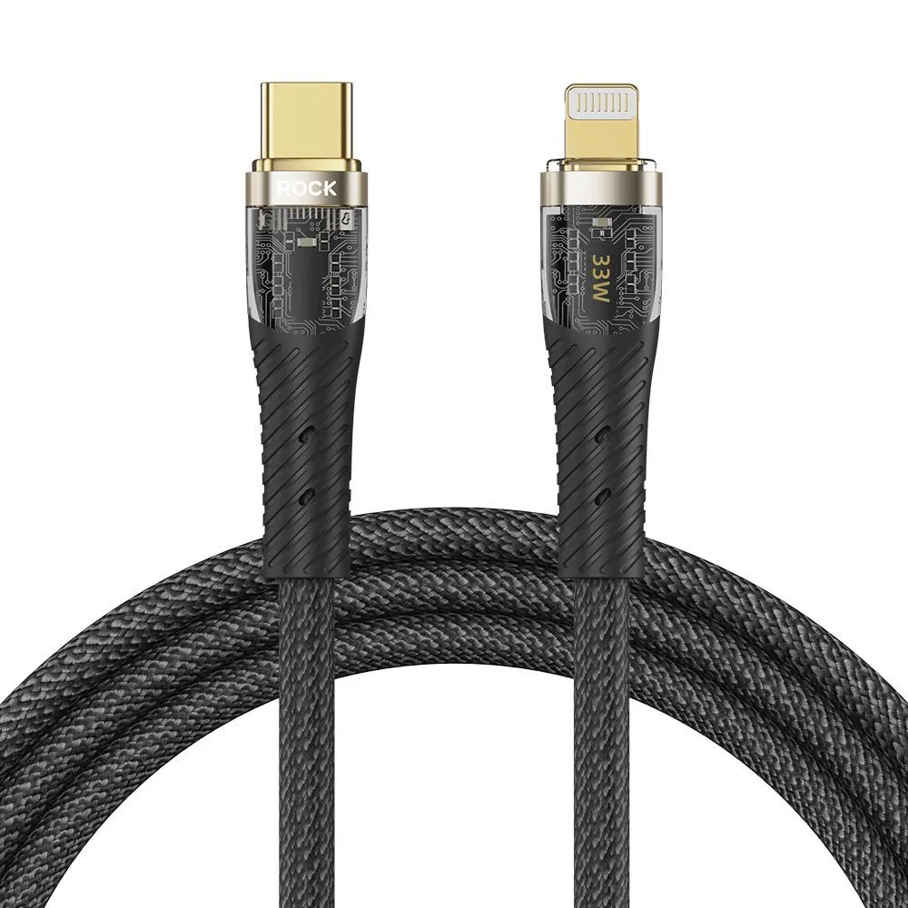 Кабель ROCK Xiaomi PD33W USB-C to Lightning Cable Spring Coil Fast Charging Cable для iPod