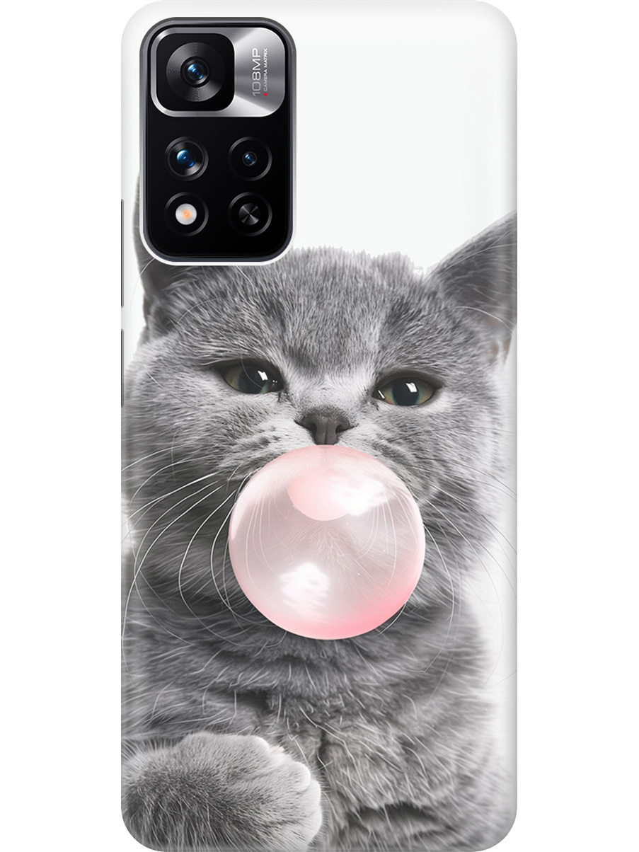 

Силиконовый чехол на Xiaomi Redmi Note 11 Pro+ 5G / Xiaomi 11i с принтом "Котик и жвачка", Прозрачный;белый;розовый;серый, 741736411