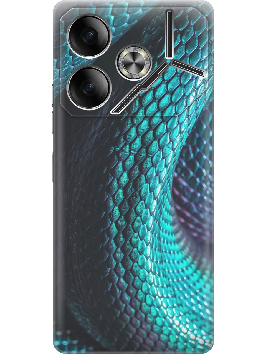 

Силиконовый чехол на Tecno Pova 6 с принтом "Змеиная кожа", Прозрачный;зеленый;синий, 782634232