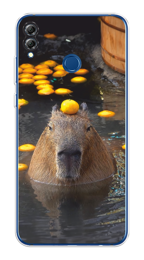 

Чехол на Honor 8X "Капибара отдыхает", Коричневый;оранжевый;серый, 66750-1