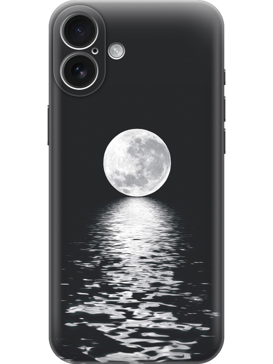 

Силиконовый чехол на Apple iPhone 16 Plus с принтом "Луна над морем", Прозрачный;белый;черный, 785197141