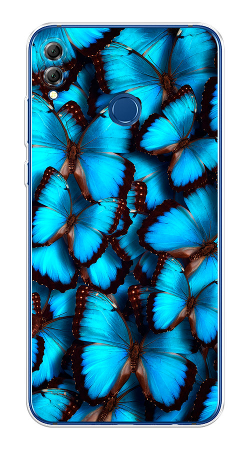 

Чехол на Honor 8X "Тропическая бабочка 2", Голубой;черный, 66750-1