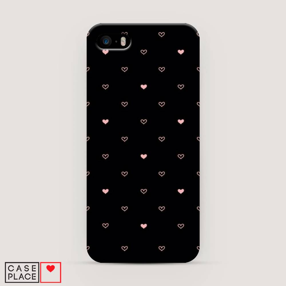 

Пластиковый чехол "Черный фон и сердечки" на Apple iPhone 5, 10320-2