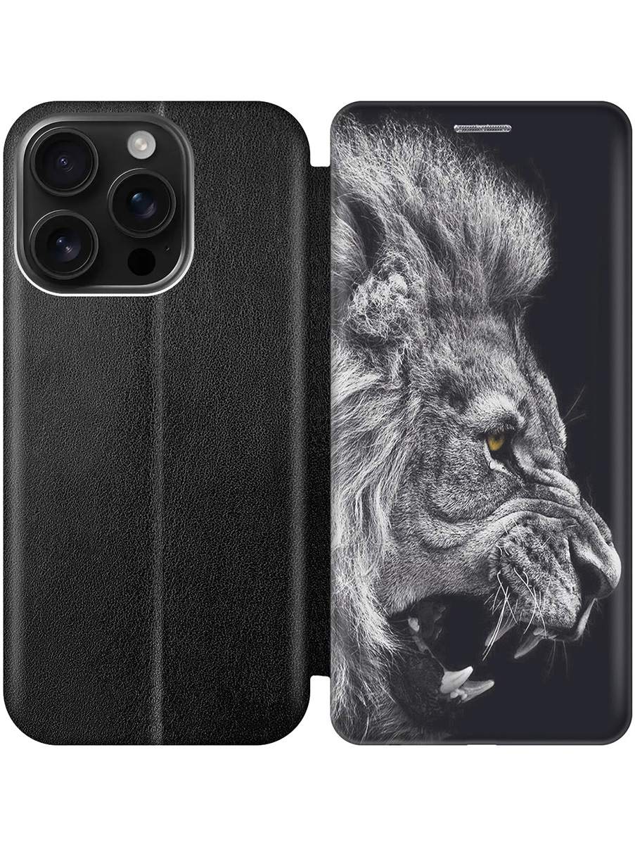 

Чехол-книжка на Apple iPhone 16 Pro с принтом "Морда льва" черный, Серый;черный, 785197713