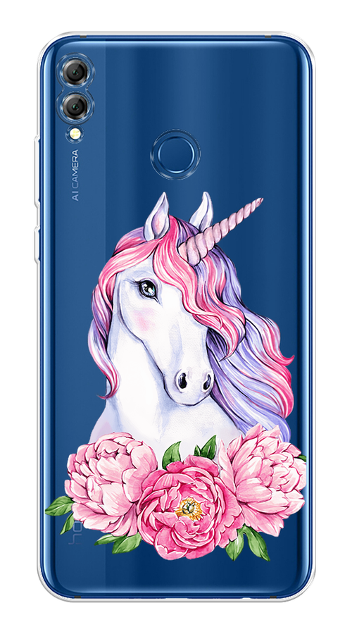 

Чехол на Honor 8X "Единорог с пионами", Розовый;белый;зеленый, 66750-1