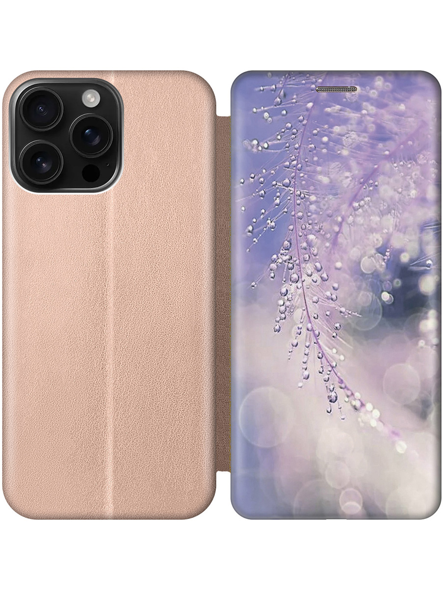 

Чехол-книжка на Apple iPhone 16 Pro Max с принтом "Ветка в капельках" золотой, Золотистый;белый;синий;фиолетовый, 785198323