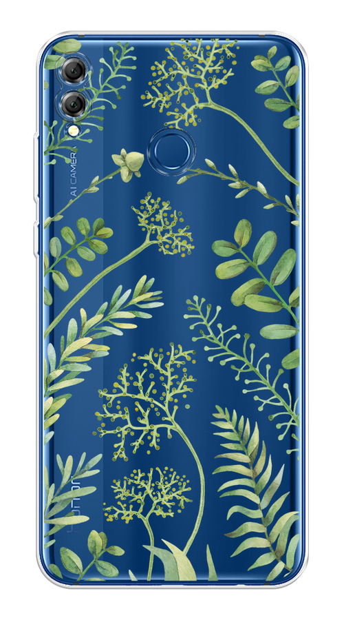 

Чехол на Honor 8X "Green Leaves", Зеленый;прозрачный, 66750-1