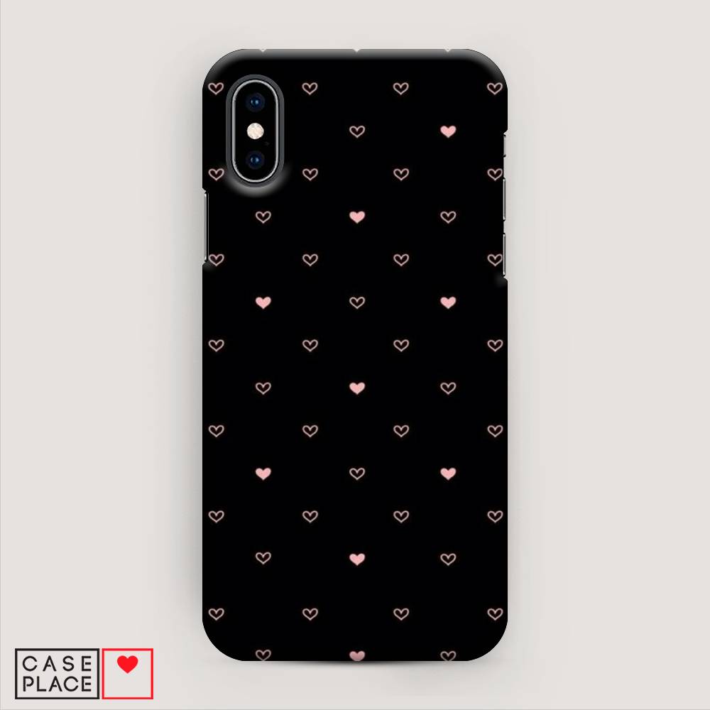 

Пластиковый чехол "Черный фон и сердечки" на Apple iPhone X (10), 11020-2