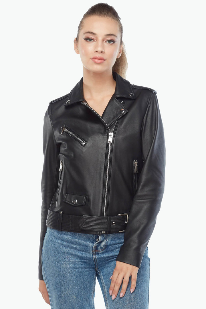 Кожаная куртка женская Deriza 39-5329S черная XL (товары доставляются из-за рубежа)