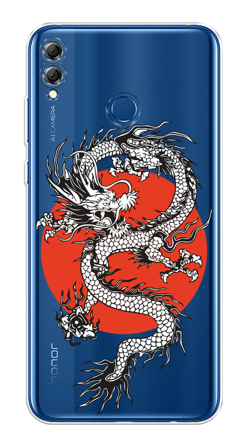 

Чехол на Honor 8X "Восходящий дракон", Белый;черный;красный, 66750-1
