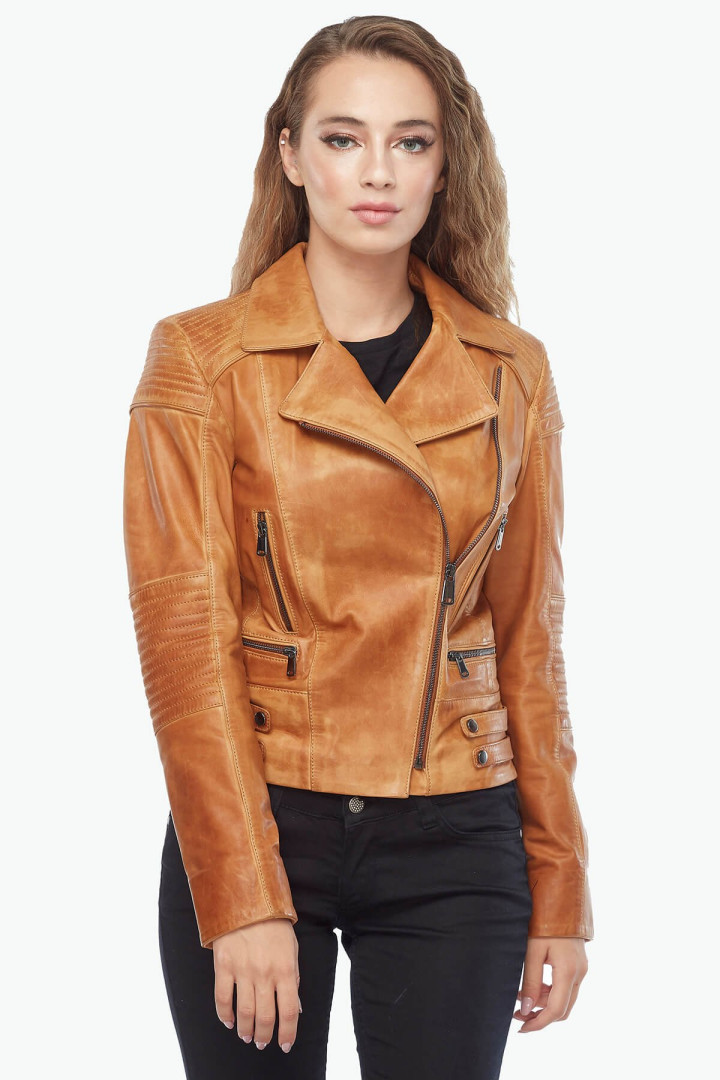 

Кожаная куртка женская Deriza 39-29677T коричневая 2XL (товары доставляются из-за рубежа), Коричневый, 39-29677T