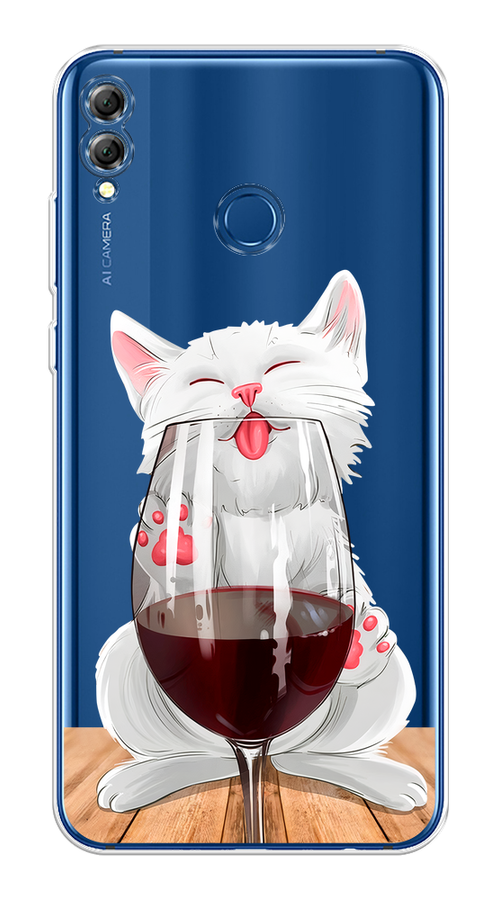 

Чехол на Honor 8X "Кот с бокалом", Прозрачный;белый;красный, 66750-1