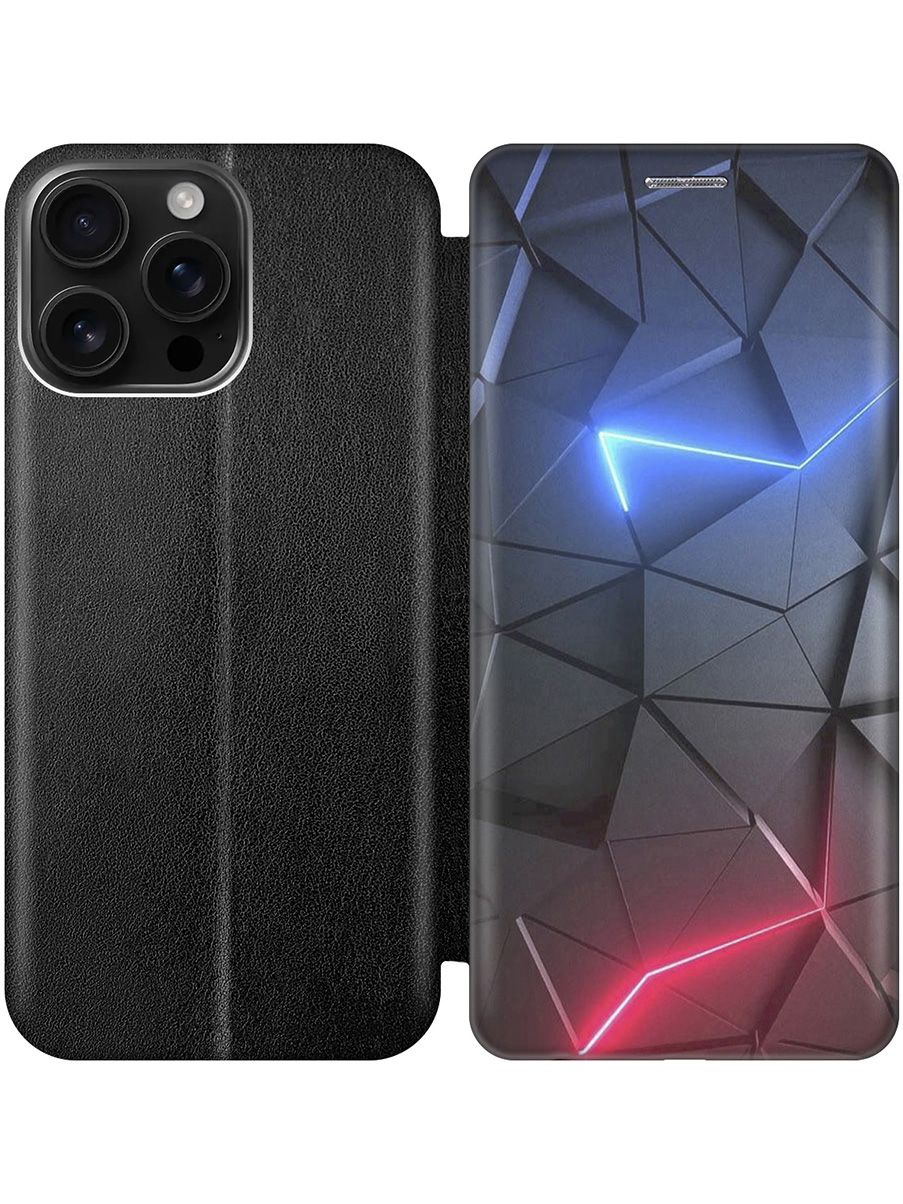 

Чехол-книжка на Apple iPhone 16 Pro Max с принтом "Графитовые грани" черный, 785198331