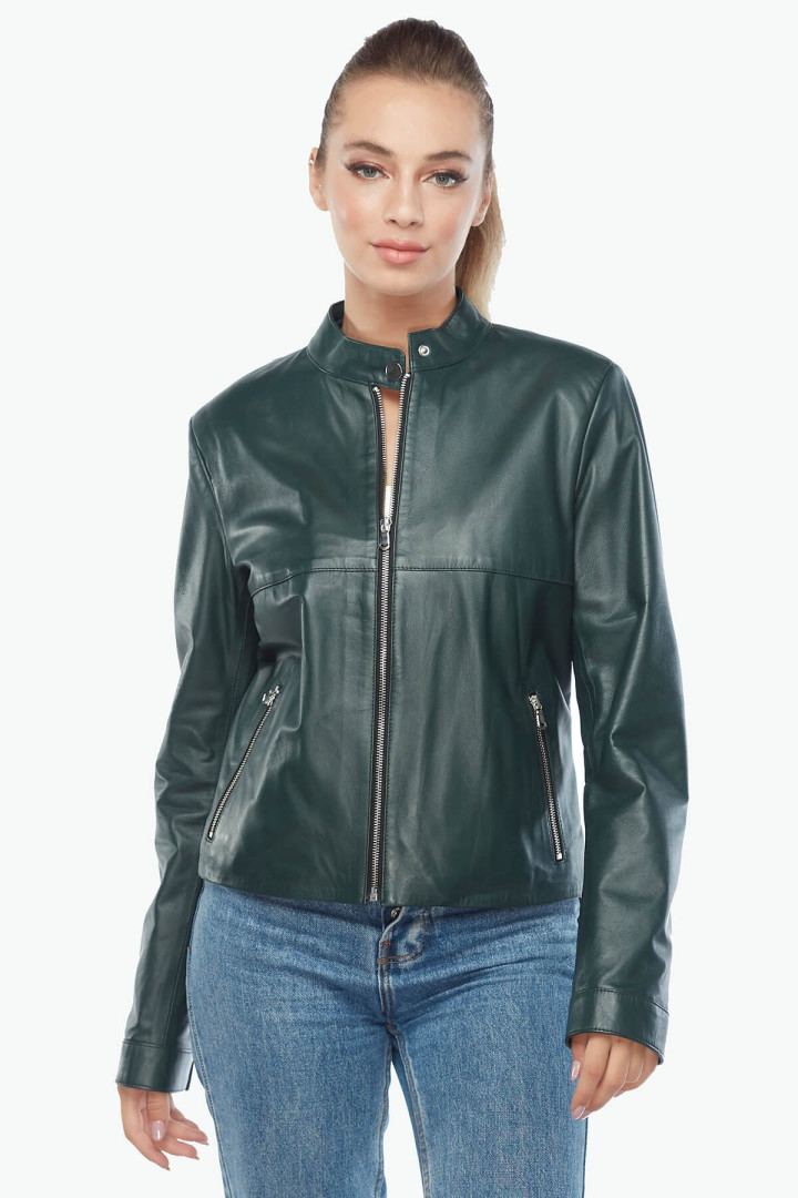 

Кожаная куртка женская Deriza 39-floraY зеленая 2XL (товары доставляются из-за рубежа), Зеленый, 39-floraY