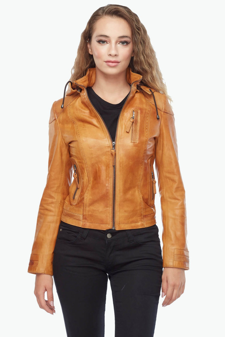 Кожаная куртка женская Deriza 39-nek211T коричневая S (товары доставляются из-за рубежа)