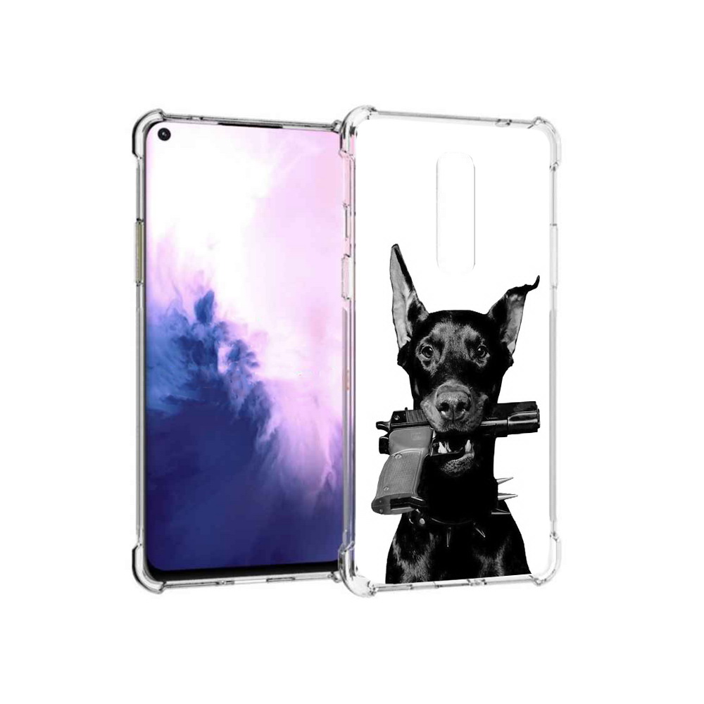 

Чехол MyPads Tocco для OnePlus 8 доберман с пистолетом (PT147214.134.331), Прозрачный, Tocco