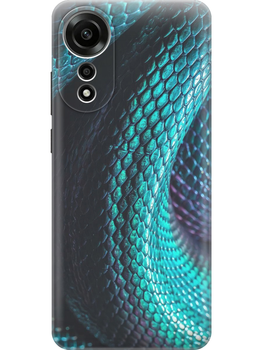 

Силиконовый чехол на Oppo A78 4G с принтом "Змеиная кожа", Прозрачный;зеленый;синий, 782629432