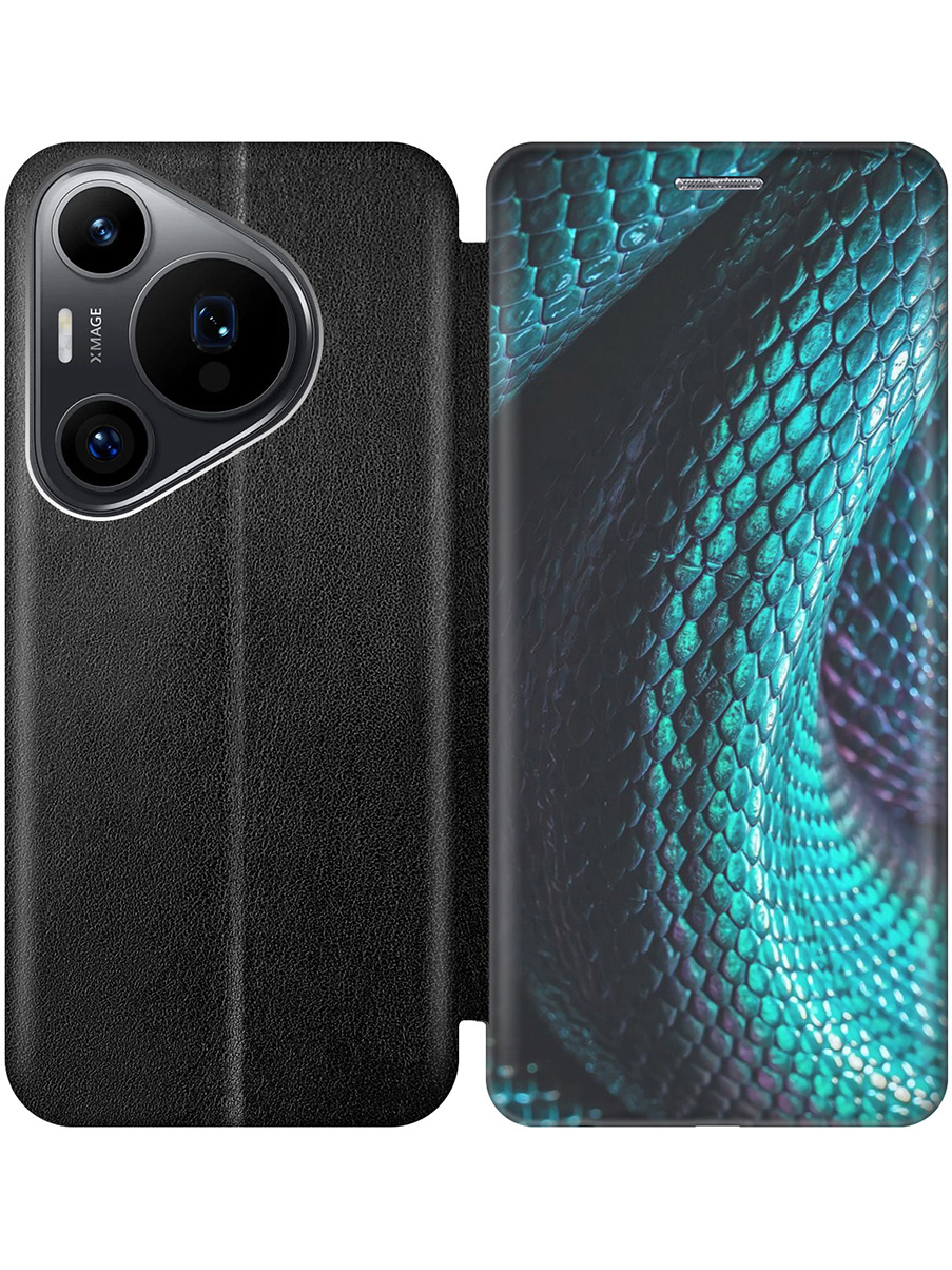 

Чехол-книжка на Huawei Pura 70 Pro / 70 Pro+ с принтом "Змеиная кожа" черный, Черный;зеленый;синий, 782625232