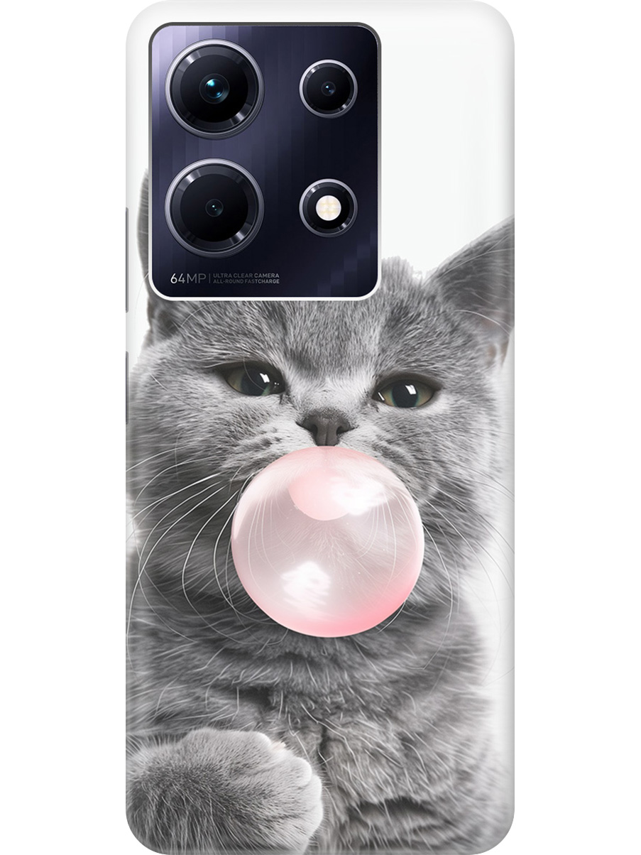 

Силиконовый чехол на Infinix Note 30 с принтом "Котик и жвачка", Прозрачный;белый;розовый;серый, 773943711
