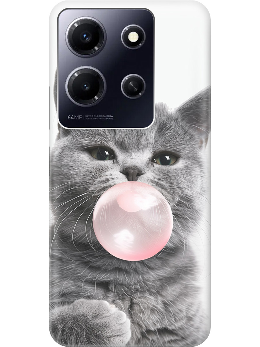 

Силиконовый чехол на Infinix Note 30i с принтом "Котик и жвачка", Прозрачный;белый;розовый;серый, 772564211