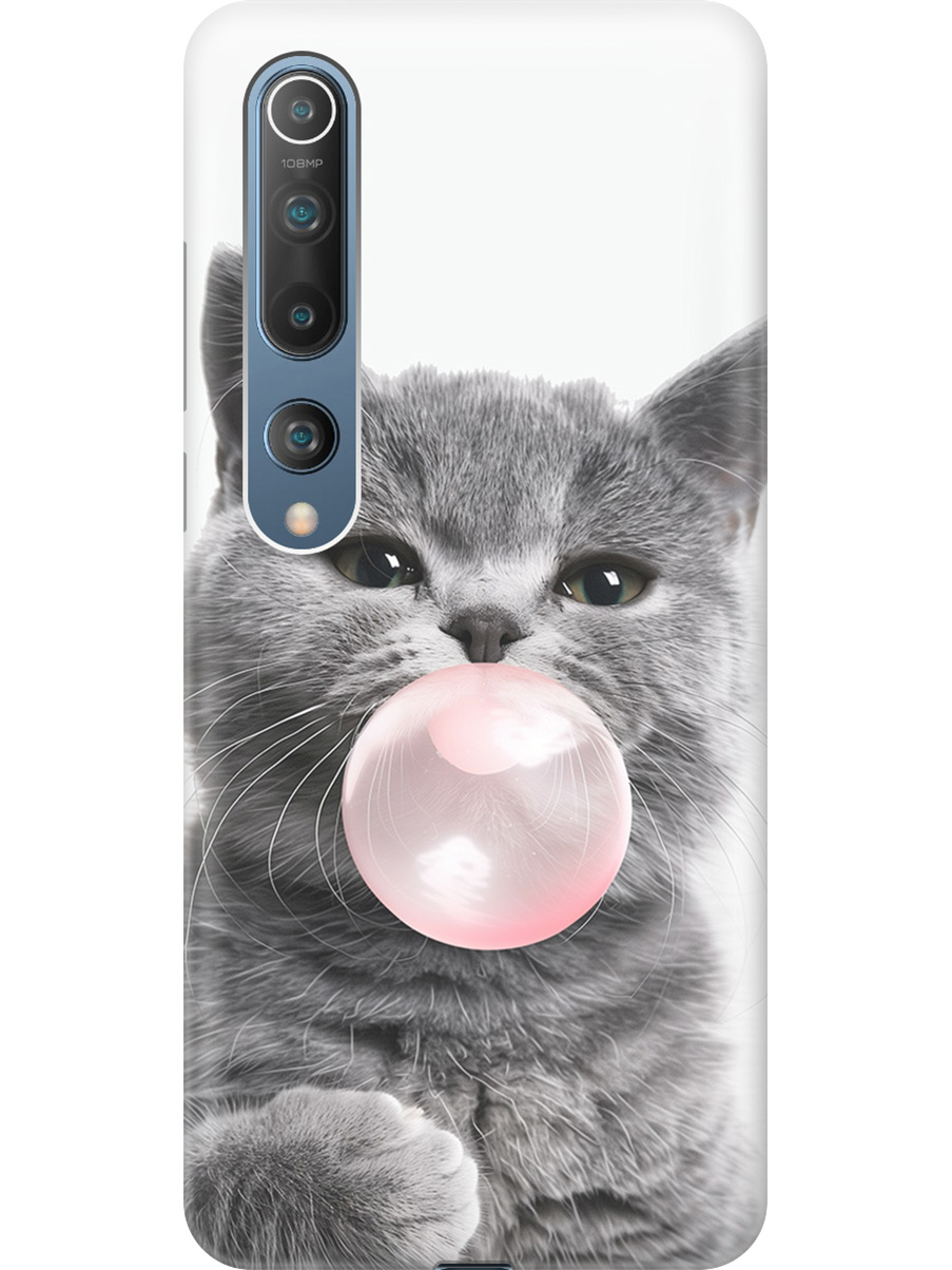 

Силиконовый чехол на Xiaomi Mi 10 с принтом "Котик и жвачка", Прозрачный;белый;розовый;серый, 722821111