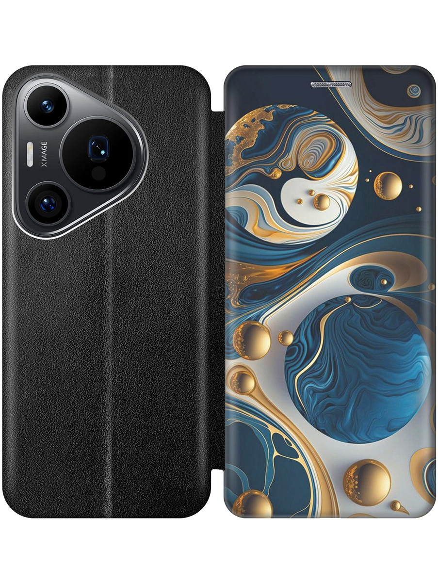 

Чехол-книжка на Huawei Pura 70 Pro / 70 Pro+ с принтом "Сине-золотые фигуры" черный, Черный;желтый;синий, 782625232