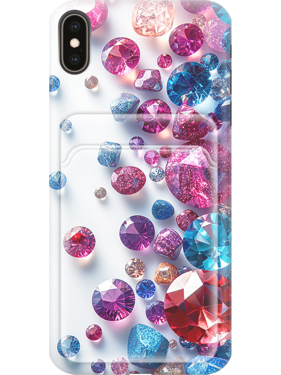 

Силиконовый чехол на Apple iPhone XS Max с принтом с карманом для карты прозрачный 813354, Прозрачный;белый;розовый;синий, 719086231