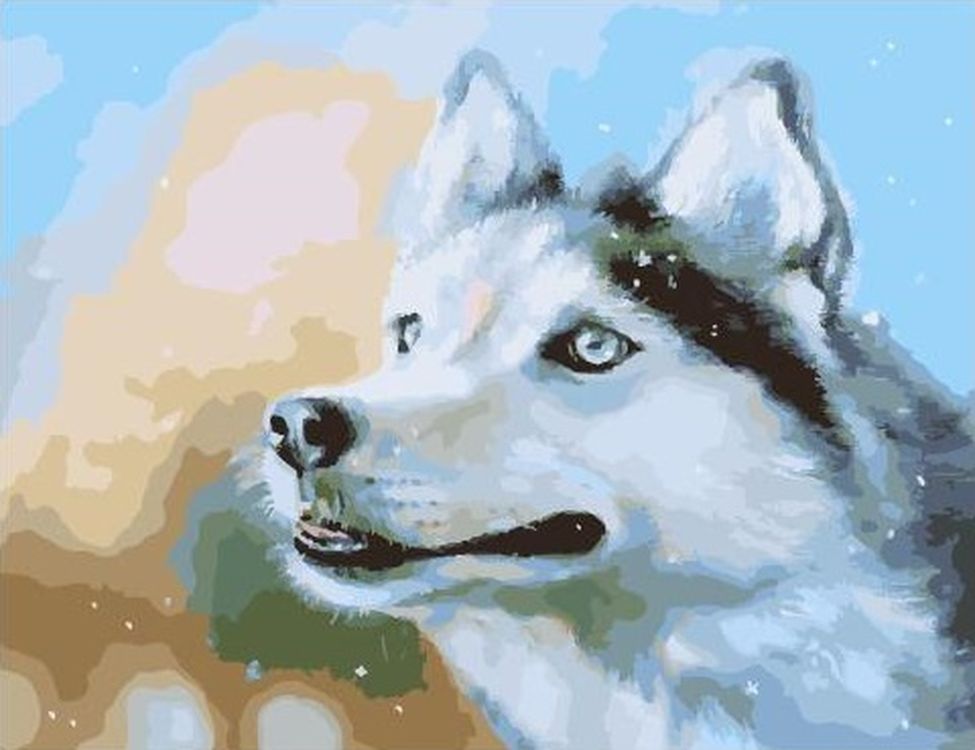 

Картина по номерам Paintboy (Premium) Снежный. Собака