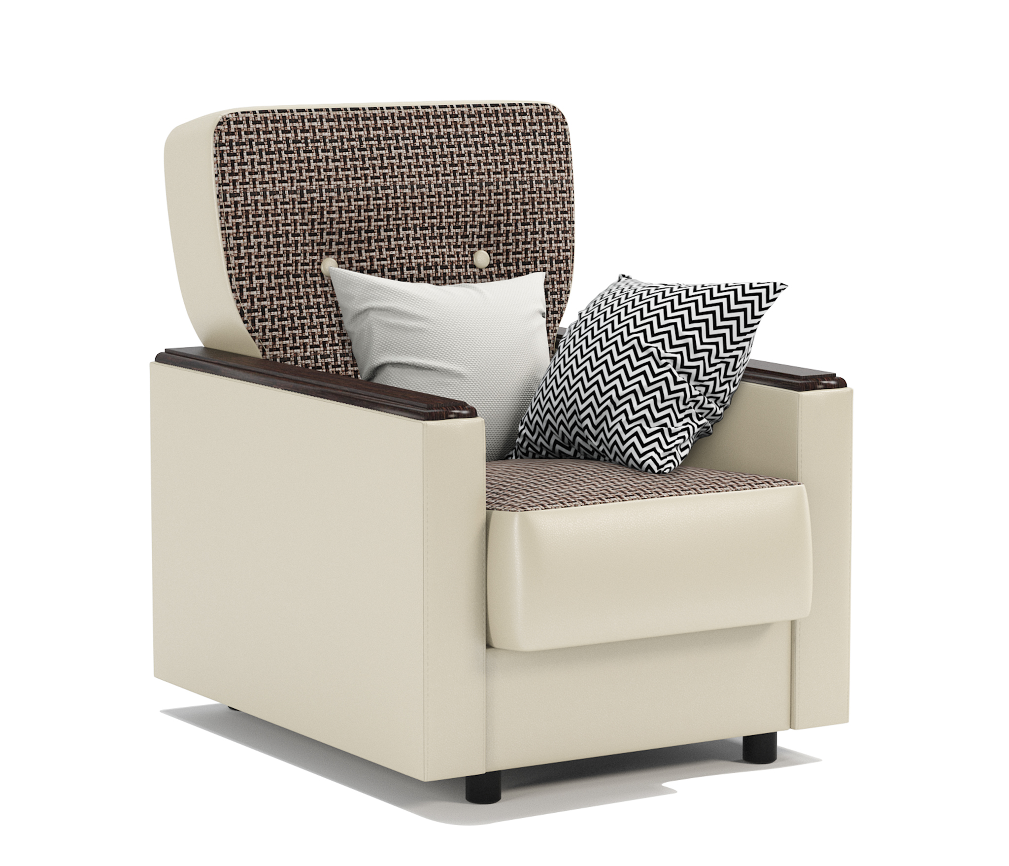 Кресло для отдыха Шарм-Дизайн Классика Д Корфу коричневый и экокожа беж