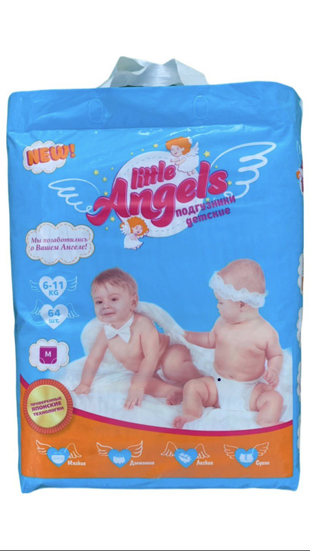 фото Подгузники little angels 6-11кг m 64шт