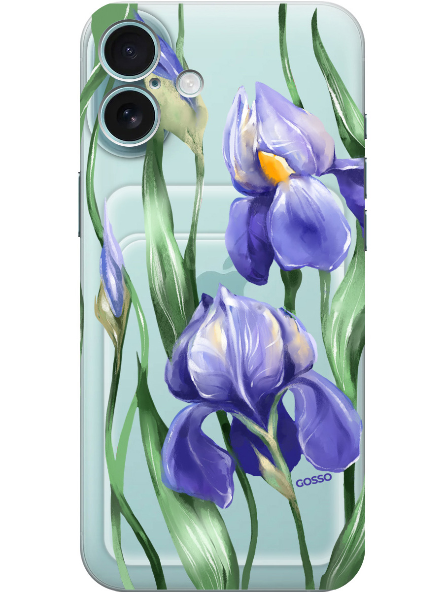 

Силиконовый чехол на Apple iPhone 16 Plus с принтом с карманом для карты прозрачный 826239, Прозрачный;белый;синий, 785197121