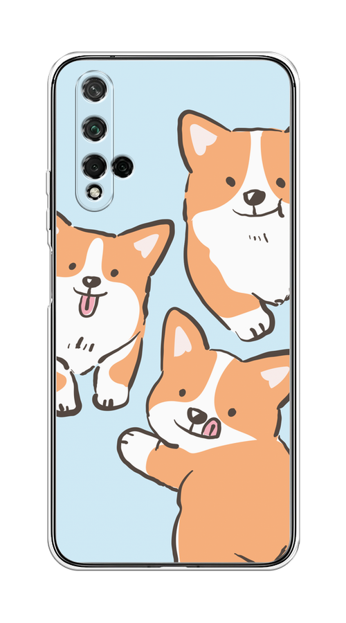 

Чехол на Honor 20, Huawei Nova 5T "Милые корги", Бежевый;голубой;коричневый, 69550-1