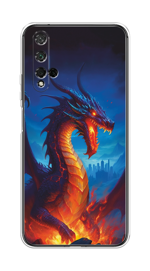

Чехол на Honor 20, Huawei Nova 5T "Дракон над лавой", Оранжевый;коричневый;синий, 69550-1