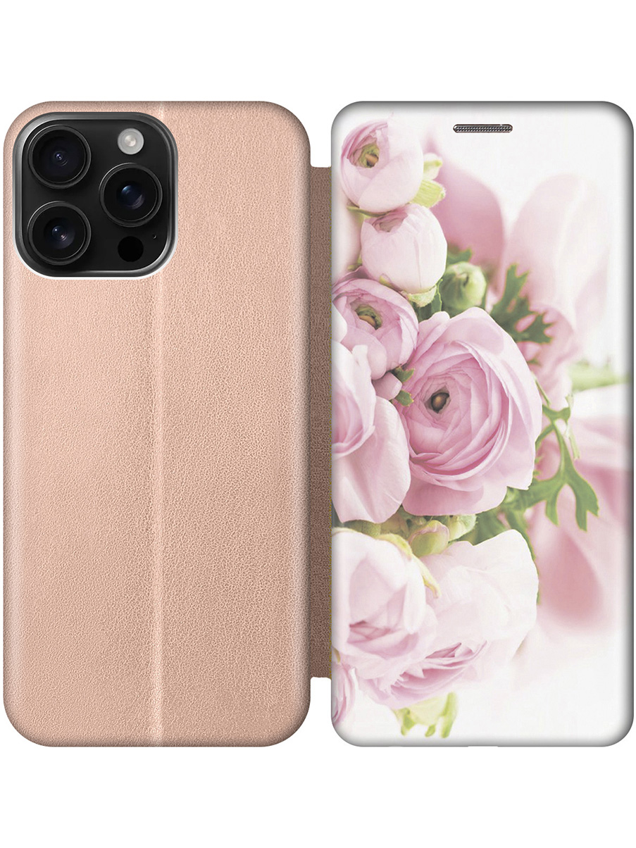 

Чехол-книжка на Apple iPhone 16 Pro Max с принтом "Розовые розы" золотой, Золотистый;белый;розовый;серый, 785198321