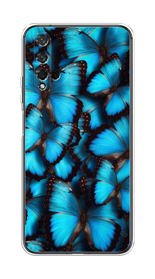 

Чехол на Honor 20, Huawei Nova 5T "Тропическая бабочка 2", Голубой;черный, 69550-1
