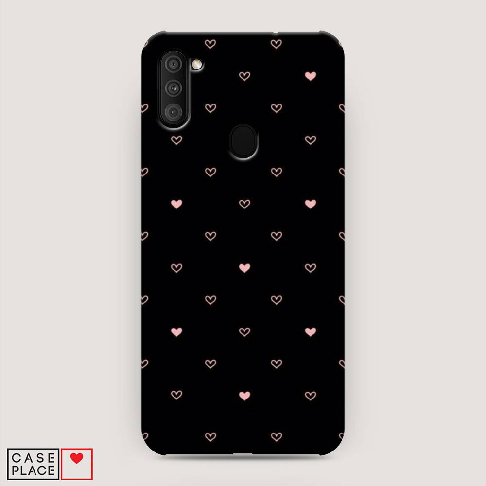 

Пластиковый чехол "Черный фон и сердечки" на Samsung Galaxy A11, 2100120-2