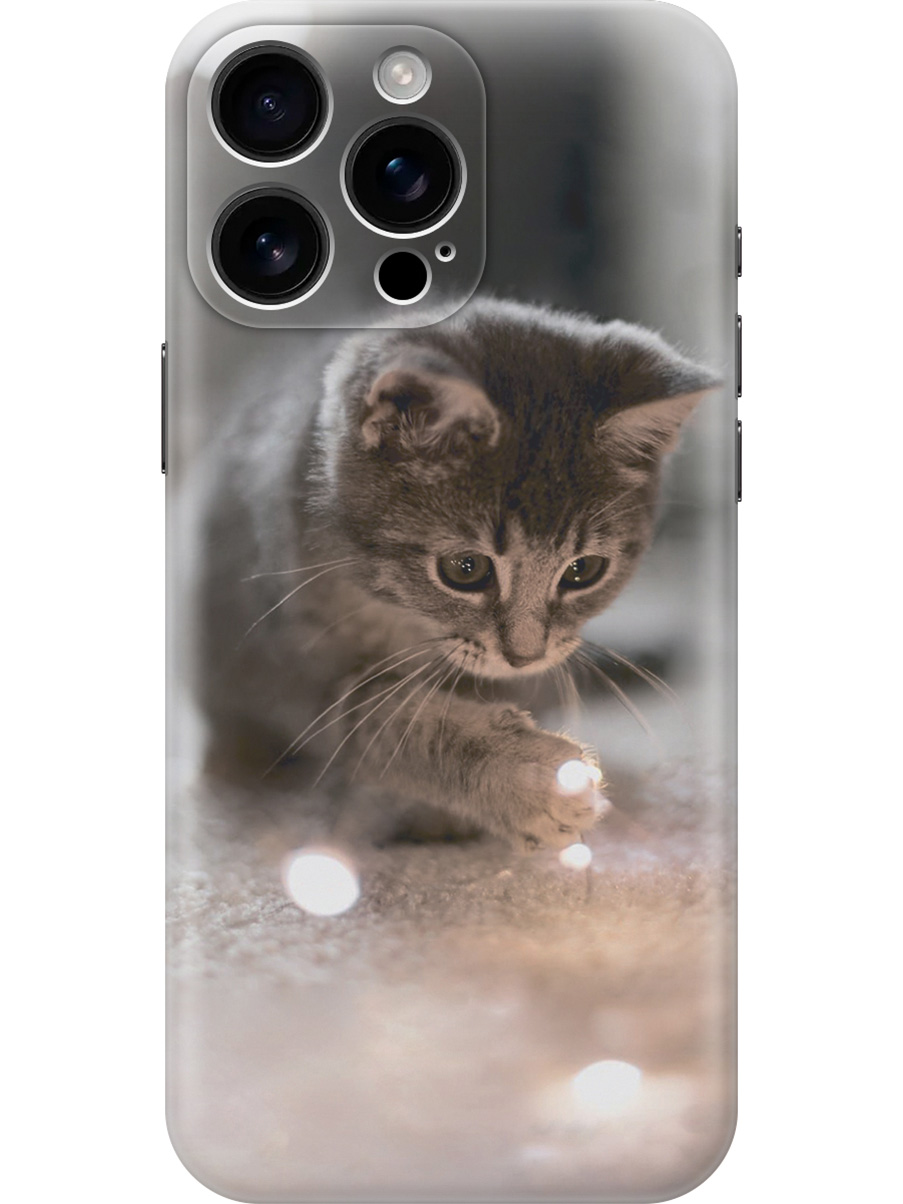 

Силиконовый чехол на Apple iPhone 16 Pro Max с принтом "Котенок и свет", Прозрачный;белый;коричневый;серый, 785198311