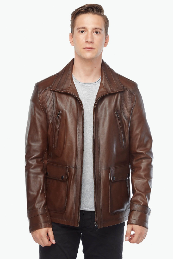 Кожаная куртка мужская Deriza 35-048 коричневая L (товары доставляются из-за рубежа)