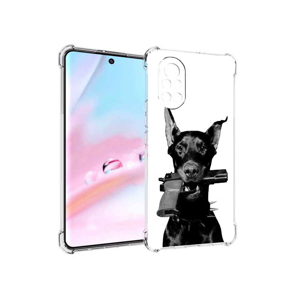 Чехол MyPads доберман с пистолетом для Huawei Nova 8 (ANG-LX1)